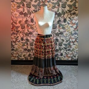 Floral Black and Red Maxi Skirt